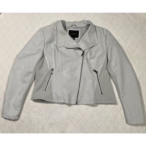 Andrew Marc New York Women's Sz XXL Antalya Faux Suede Moto Jacket Light Gray
